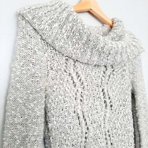 RICKI'S Cable Knit Cowl Neck Sweater Top Grey Sz S - Picture 5 of 8